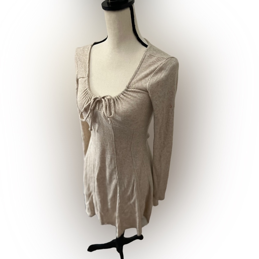 NWT - Wild Fable - Long Sleeve Gold Dusted Ribbed Dress - Picture 3 of 4